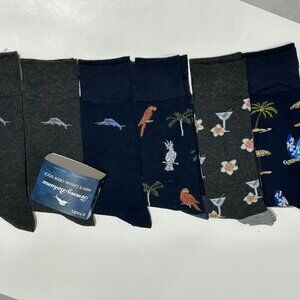 NWT $76 Tommy Bahama Novelty 6-Pack Assorted Crew Socks Limited Edition